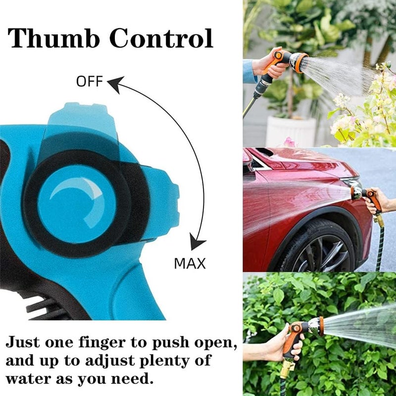 REDESS Garden Hose Nozzle Spray Nozzle,10 Hose Metal Duty Watering Patterns Thumb Control On Off Valve, High Pressure Nozzle Sprayer for Watering Plants, Car Wash,Cleaning,Showering Pets Blue - Image 3